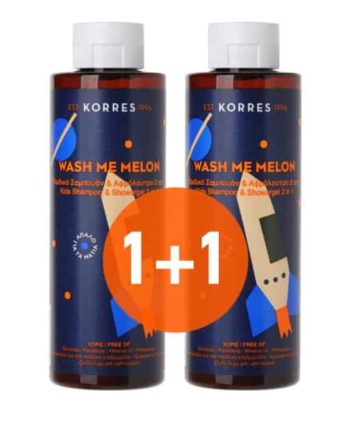 Korres Wash Me Melon Παιδικό Σαμπουάν & Αφρόλουτρο 2 σε 1 250ml 1+1 Δώρο