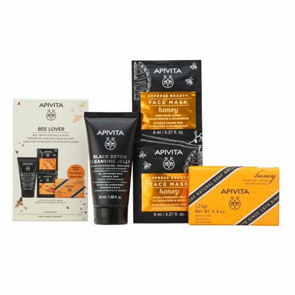 Apivita Bee Lover Black Cleansing Detox & Soap Bar Honey & Face Mask 2x8ml